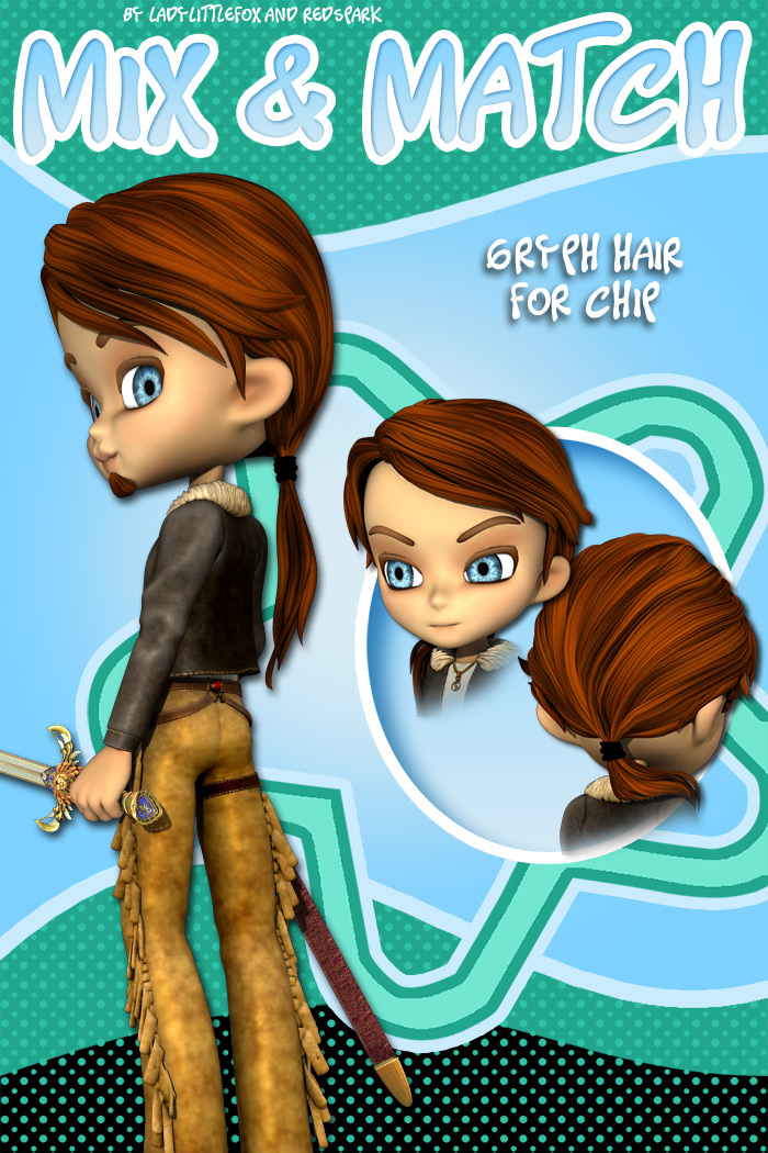 Chip Mix and Match: Gryph Hair by: RedSparkLady LittlefoxRuntimeDNA, 3D Models by Daz 3D
