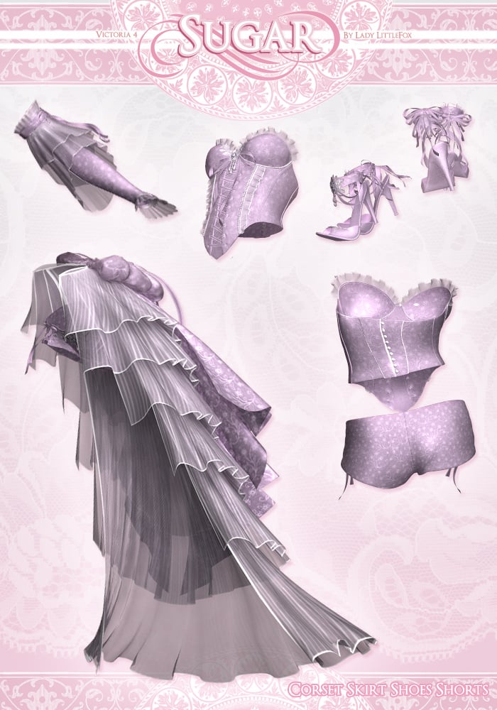 Sugar for V4 - Outfit Sugar for V4 - Outfit by: Lady LittlefoxRuntimeDNA, 3D Models by Daz 3D