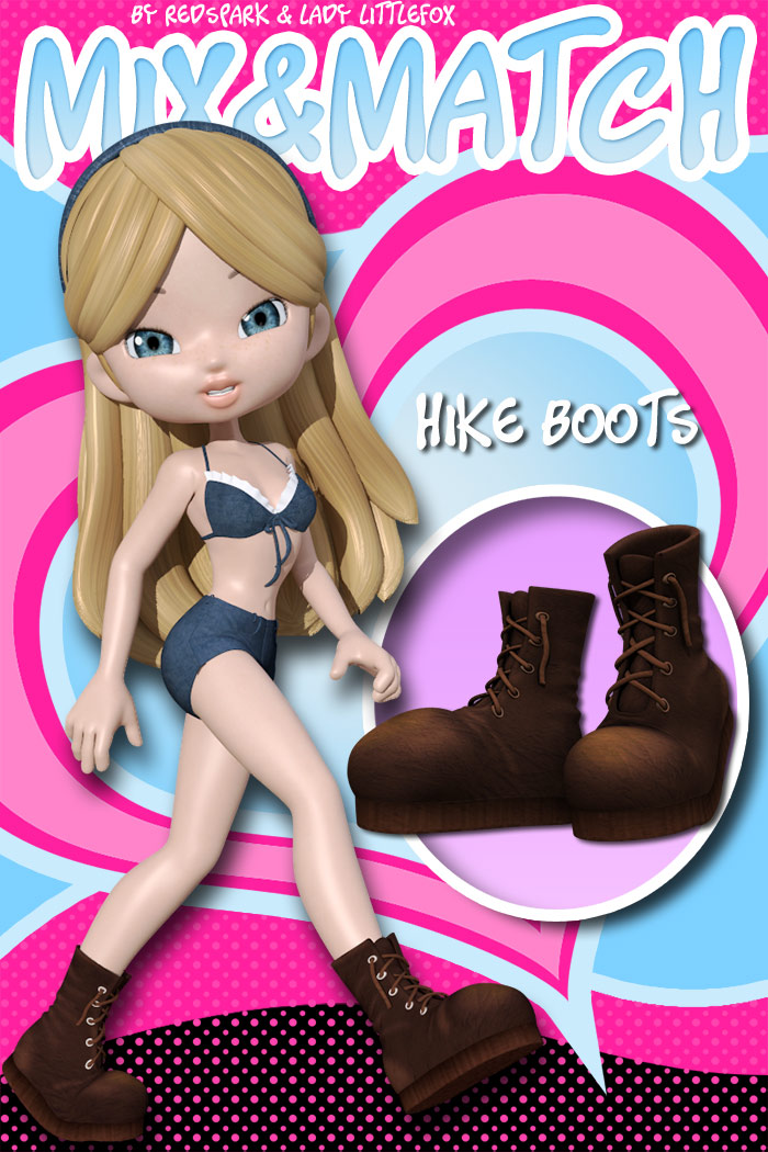 Cookie Mix and Match: Hiking Boots by: RedSparkLady LittlefoxRuntimeDNA, 3D Models by Daz 3D