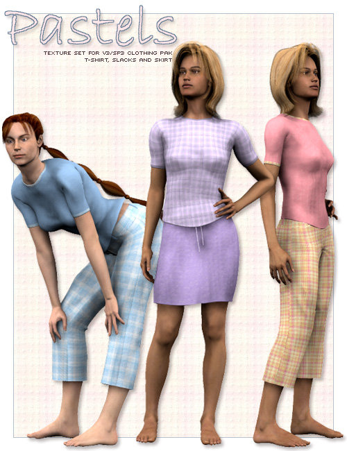 Pastels for V3/SP3 Clothing Pack by: Diane, 3D Models by Daz 3D