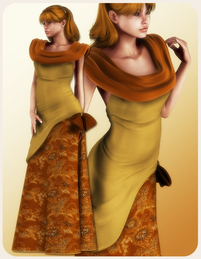 Autumn Ball Dress for V4 by: EvilinnocenceRuntimeDNA, 3D Models by Daz 3D
