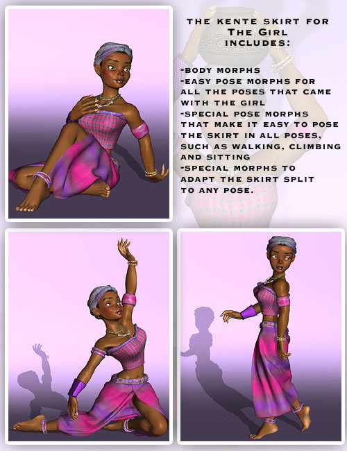 Kente Clothing for the Girl by: Lourdes, 3D Models by Daz 3D