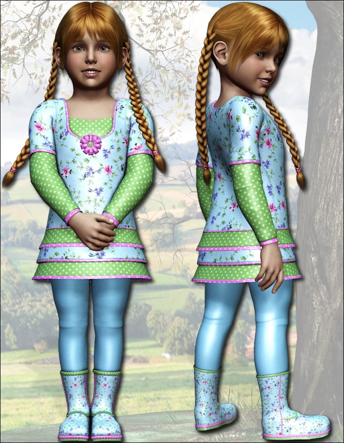 Kids 4 Tunic Dress by: , 3D Models by Daz 3D