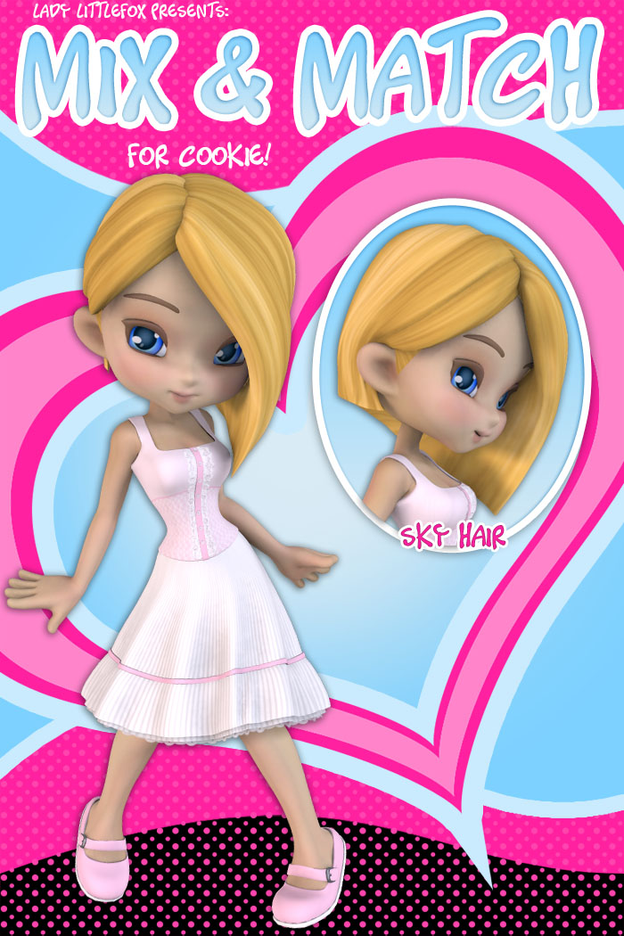 Cookie Mix and Match: Skye Hair by: Lady LittlefoxRuntimeDNA, 3D Models by Daz 3D
