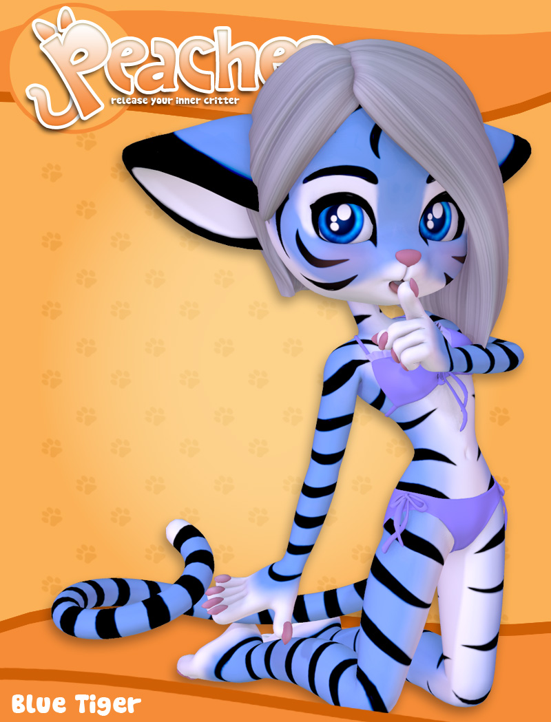 Peaches: Blue Tiger by: Lady LittlefoxRuntimeDNA, 3D Models by Daz 3D