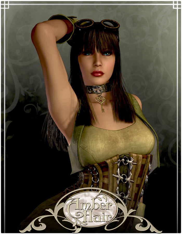 Amber Hair for V4 by: Lady LittlefoxRuntimeDNA, 3D Models by Daz 3D