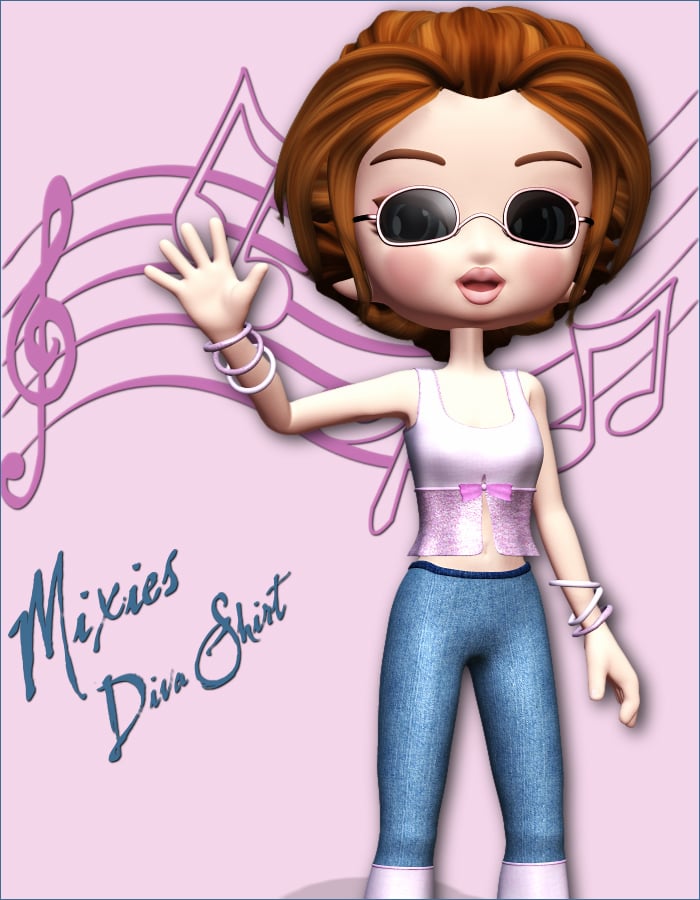 Mixies Diva Shirt by: , 3D Models by Daz 3D