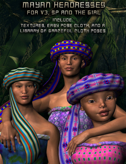 Mayan Headdress Pack by: Lourdes, 3D Models by Daz 3D