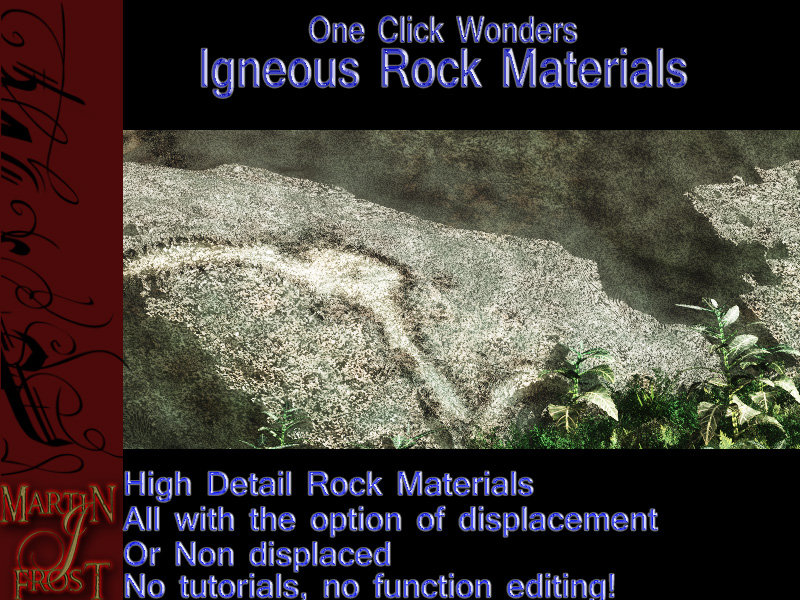 One Click Wonders - Vol4- Igneous Rocks One Click Wonders - Vol4- Igneous Rocks by: MartinJFrostRuntimeDNA, 3D Models by Daz 3D