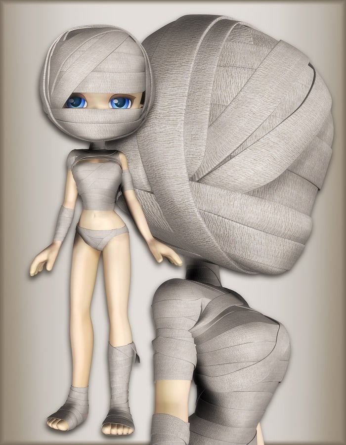 Head and Neck Bandages for Cookie by: EvilinnocenceRuntimeDNA, 3D Models by Daz 3D