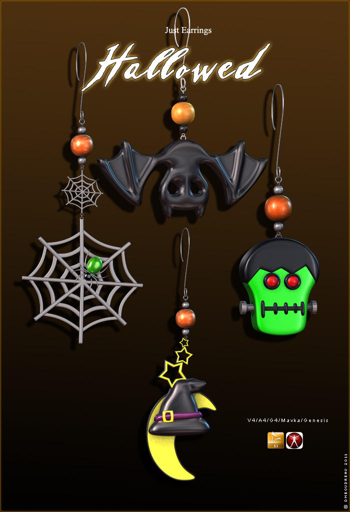 Just Earrings Hallowed by: inception8RuntimeDNA, 3D Models by Daz 3D