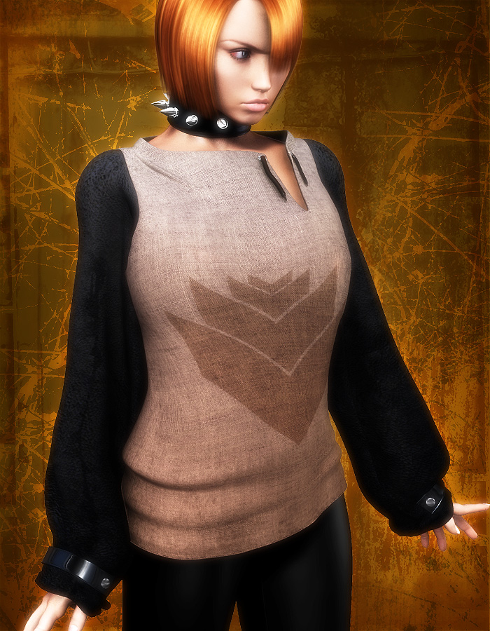 Night Slayers: Cuffed Shirt for V4 by: EvilinnocenceRuntimeDNA, 3D Models by Daz 3D