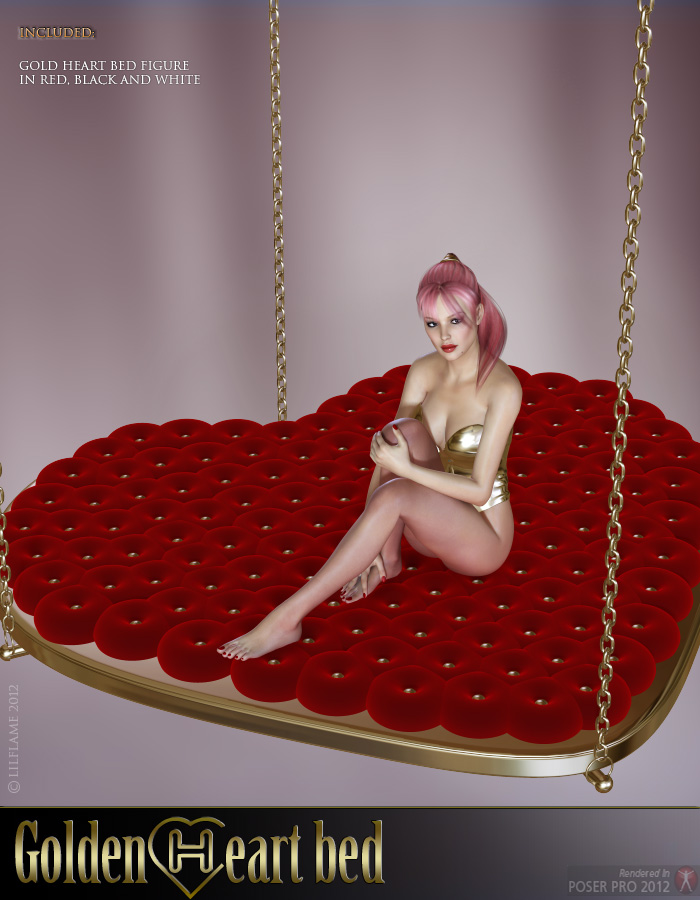 Golden Heart Bed Golden Heart Bed by: LilflameRuntimeDNA, 3D Models by Daz 3D
