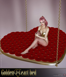 Golden Heart Bed by: LilflameRuntimeDNA, 3D Models by Daz 3D