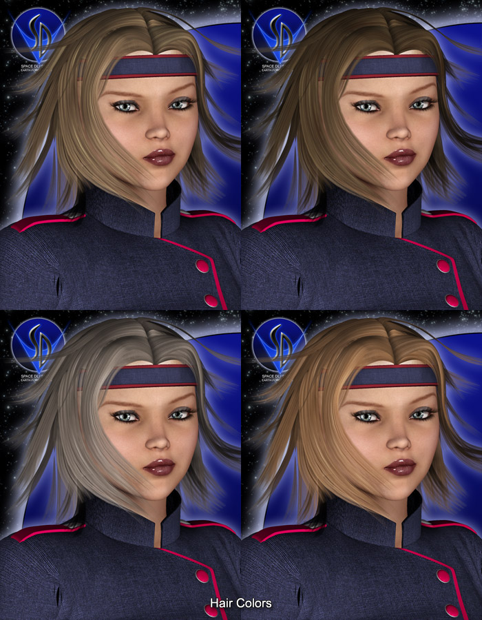 Space Defenders: Lieutenant Hair for V4 by: EvilinnocenceRuntimeDNA, 3D Models by Daz 3D
