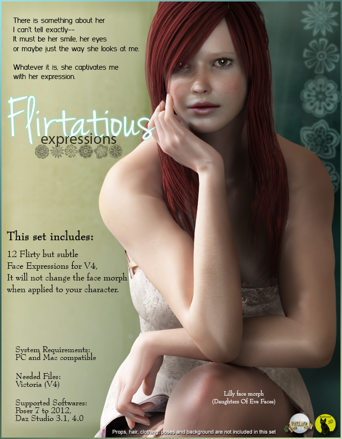 Flirtatious Expressions by: shadownetPixelunaRuntimeDNA, 3D Models by Daz 3D