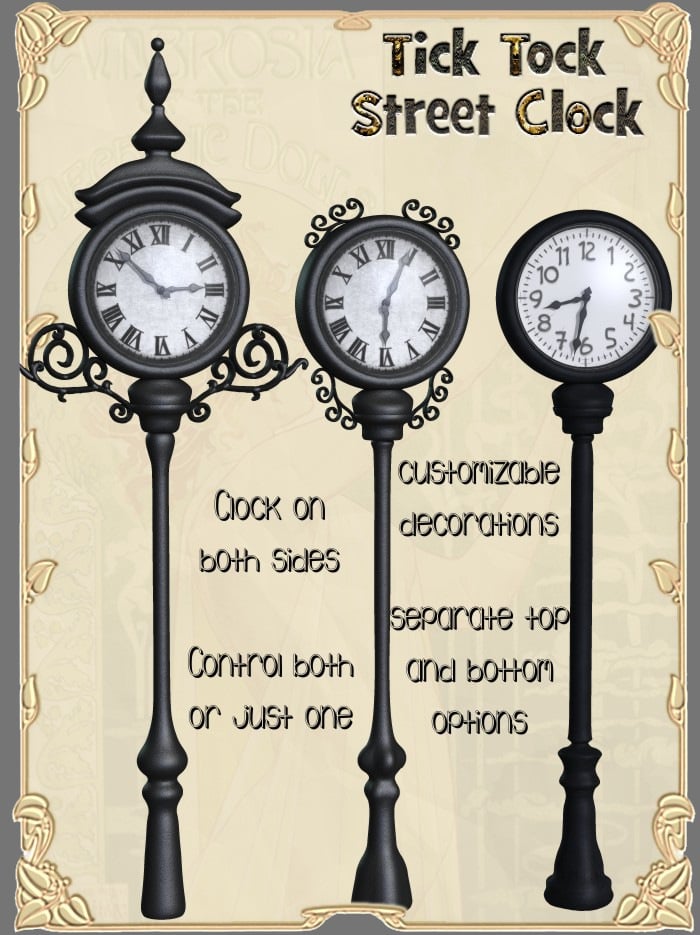 Tick Tock Street Clock by: 3D-GHDesignRuntimeDNA, 3D Models by Daz 3D