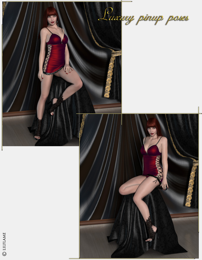 Luxury Pinup Poses by: LilflameRuntimeDNA, 3D Models by Daz 3D