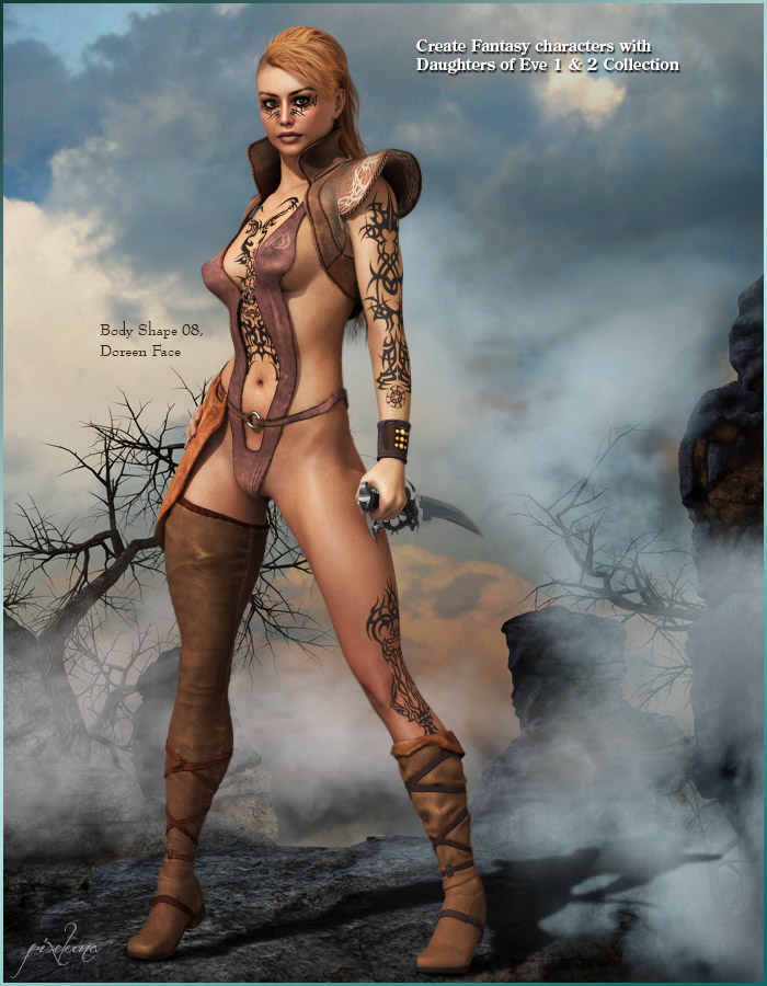 Daughters Of Eve 2 (Body Shapes) for V4 by: shadownetPixelunaRuntimeDNA, 3D Models by Daz 3D