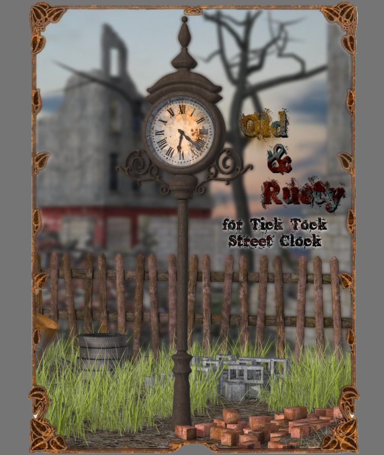 Tick Tock Street Clock Old and Rusty by: 3D-GHDesignRuntimeDNA, 3D Models by Daz 3D