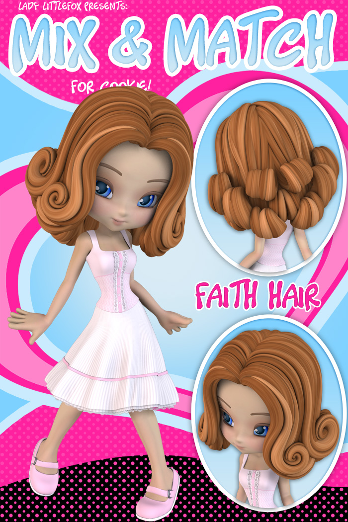 Cookie Mix and Match: Faith Hair by: Lady LittlefoxRuntimeDNA, 3D Models by Daz 3D
