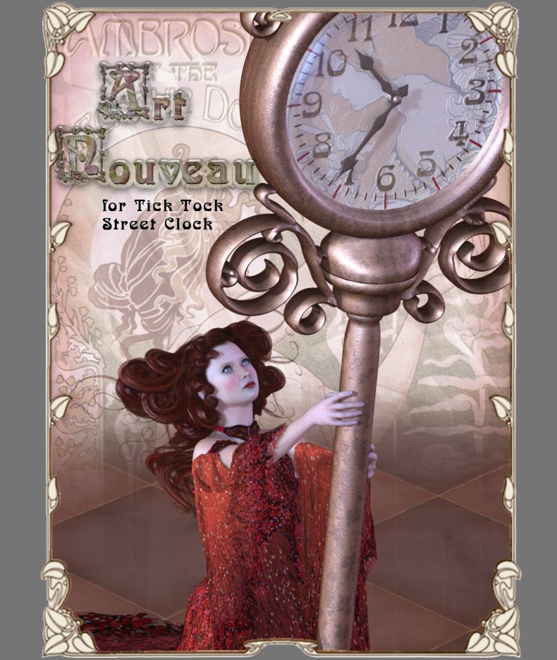 Tick Tock Street Clock - Art Nouveau by: 3D-GHDesignRuntimeDNA, 3D Models by Daz 3D
