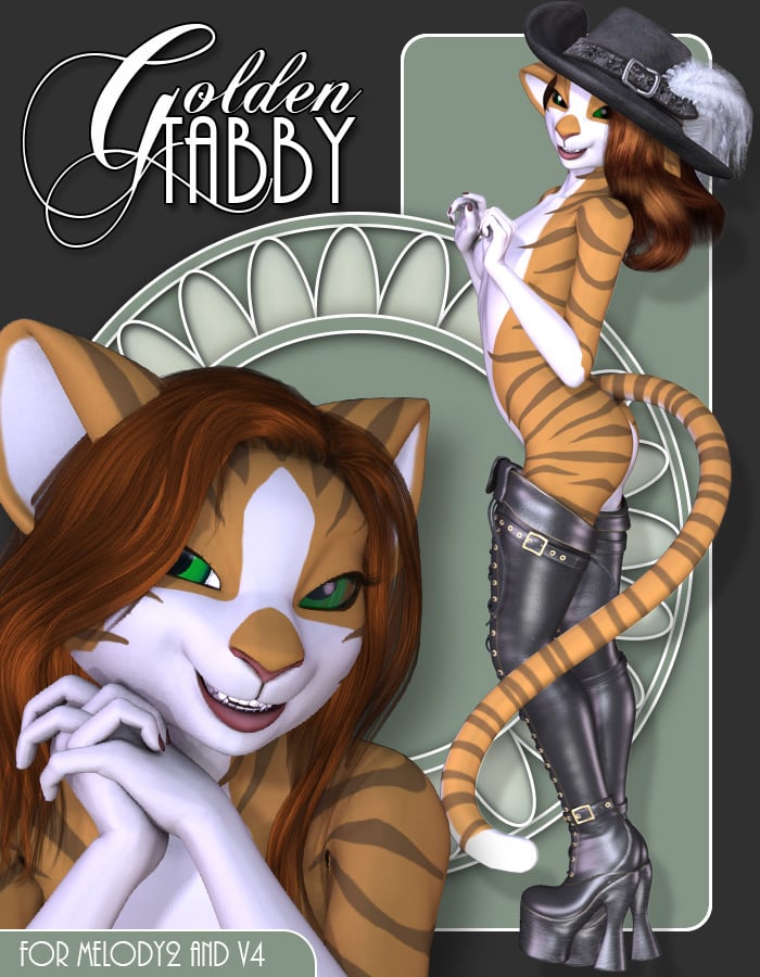 Golden Tabby for Melody2 by: Lady LittlefoxRuntimeDNA, 3D Models by Daz 3D