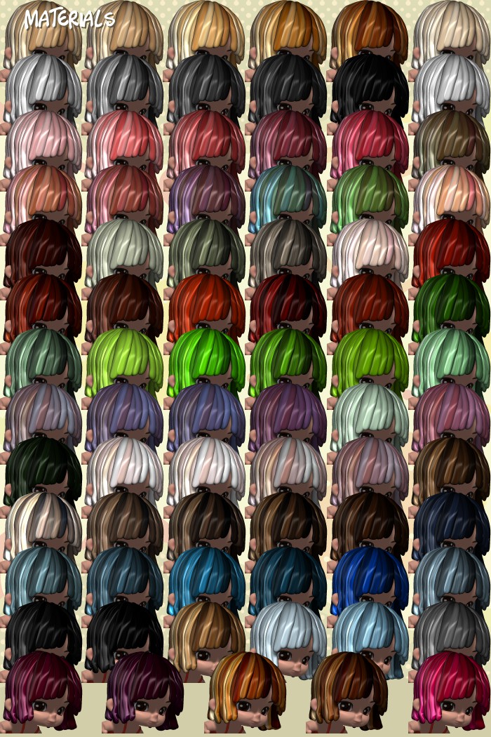 EveryDay Hair Textures for Toon hairs by: 3D-GHDesignRuntimeDNA, 3D Models by Daz 3D