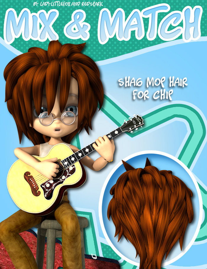 Chip Mix and Match: ShagMop Hair by: RedSparkLady LittlefoxRuntimeDNA, 3D Models by Daz 3D