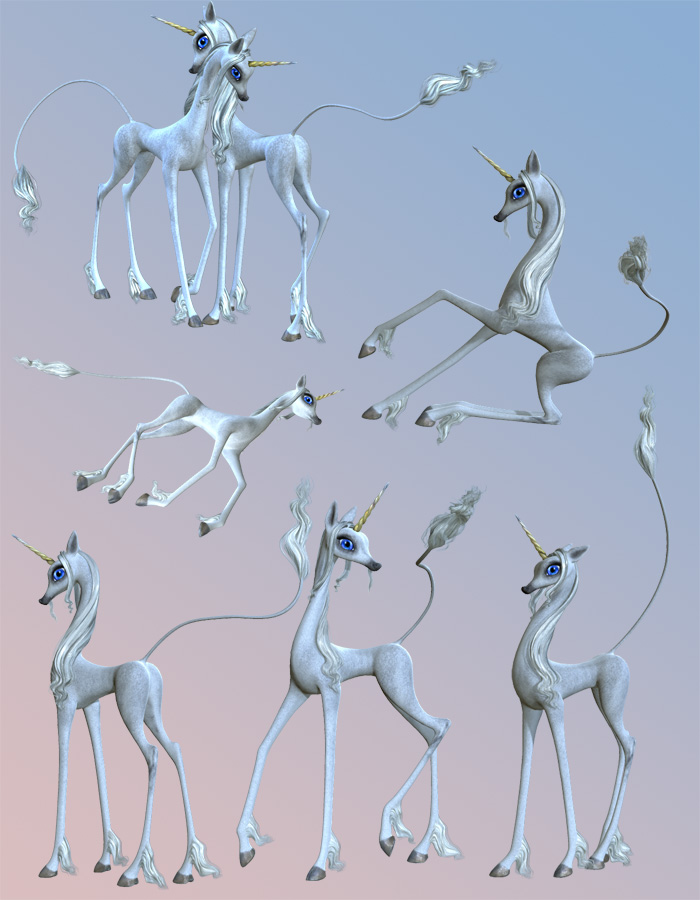 Whimsical Unicorn Poses by: DaioRuntimeDNA, 3D Models by Daz 3D