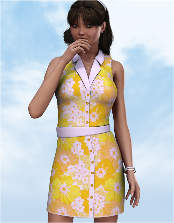 Button Down Dress for V4 by: EvilinnocenceRuntimeDNA, 3D Models by Daz 3D