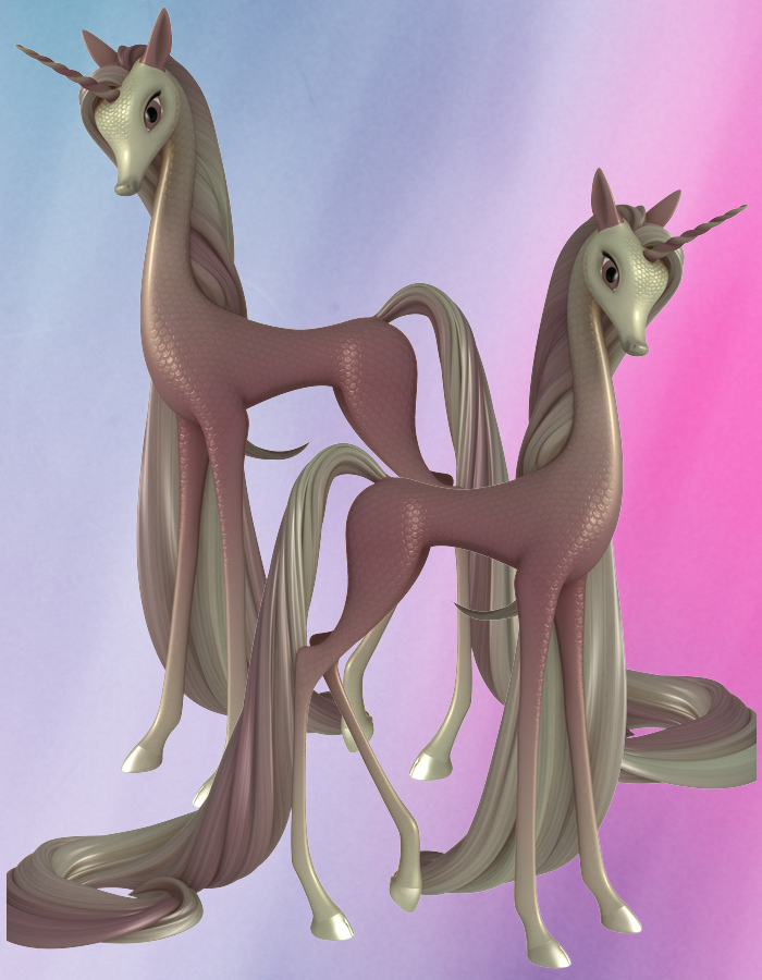 Fairytale Regal Mane and Tail Swirl for the Unicorn for DAZ Studio by: , 3D Models by Daz 3D