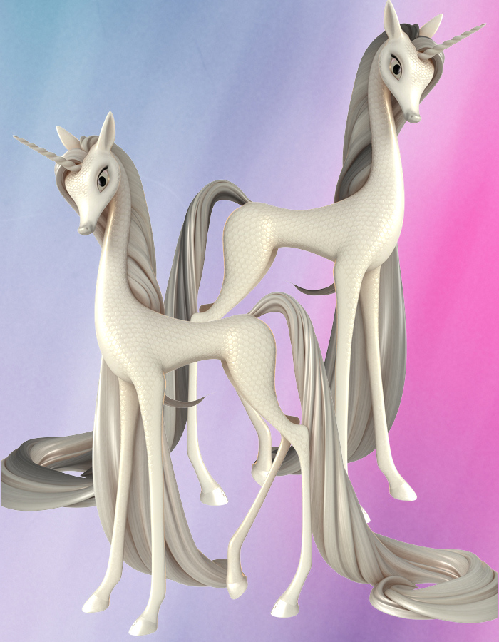 Fairytale Regal Mane and Tail Swirl for the Unicorn for DAZ Studio by: , 3D Models by Daz 3D