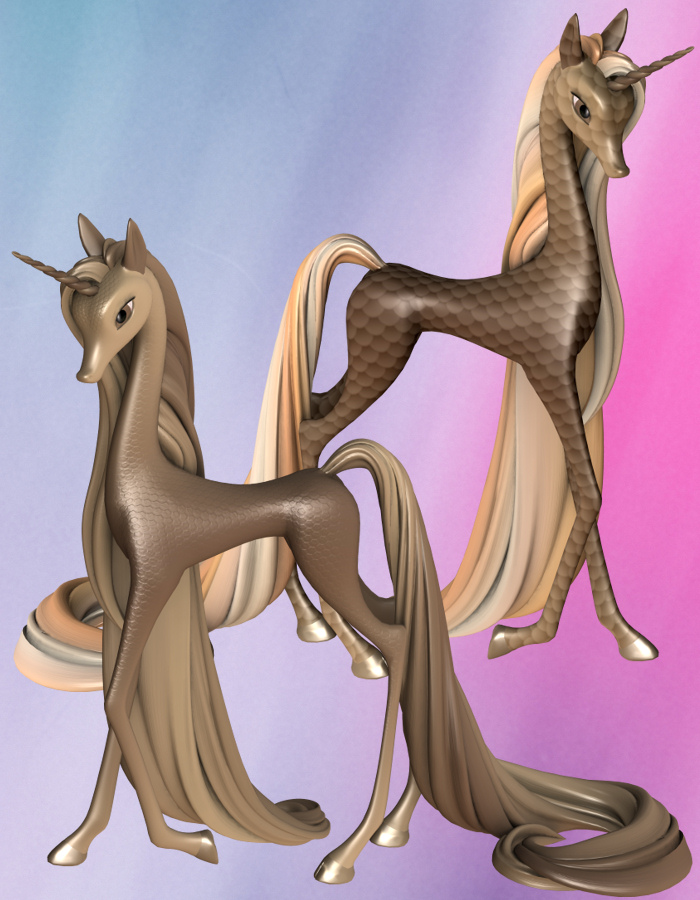 Fairytale Regal Mane and Tail Swirl for the Unicorn for Poser by: , 3D Models by Daz 3D