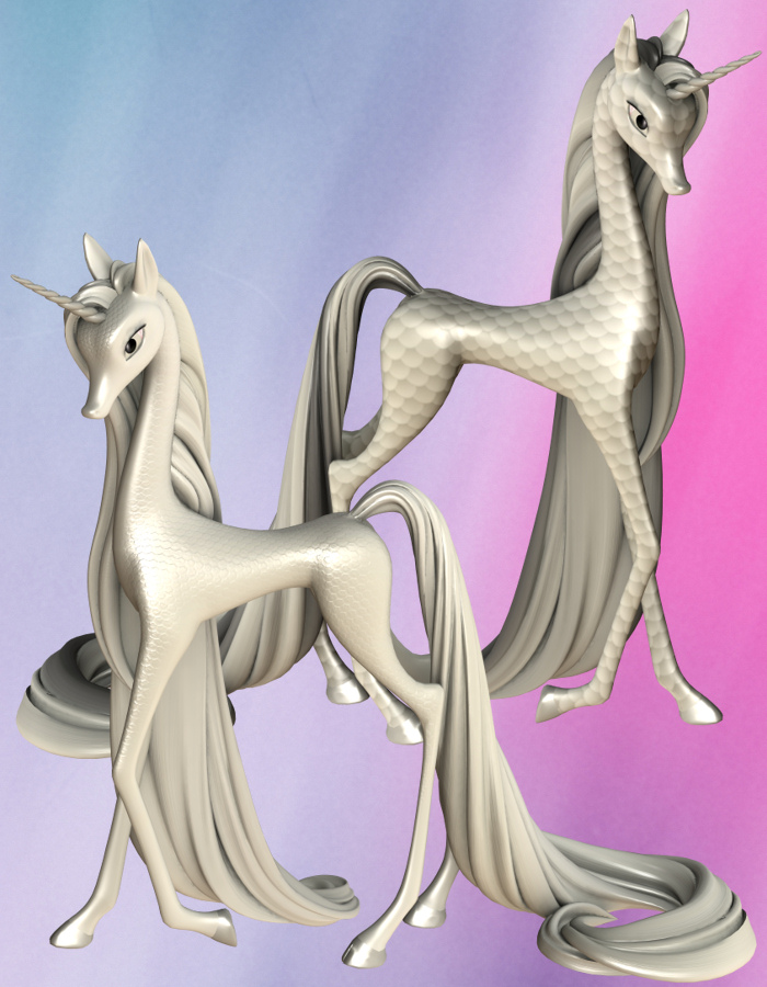 Fairytale Regal Mane and Tail Swirl for the Unicorn for Poser by: , 3D Models by Daz 3D