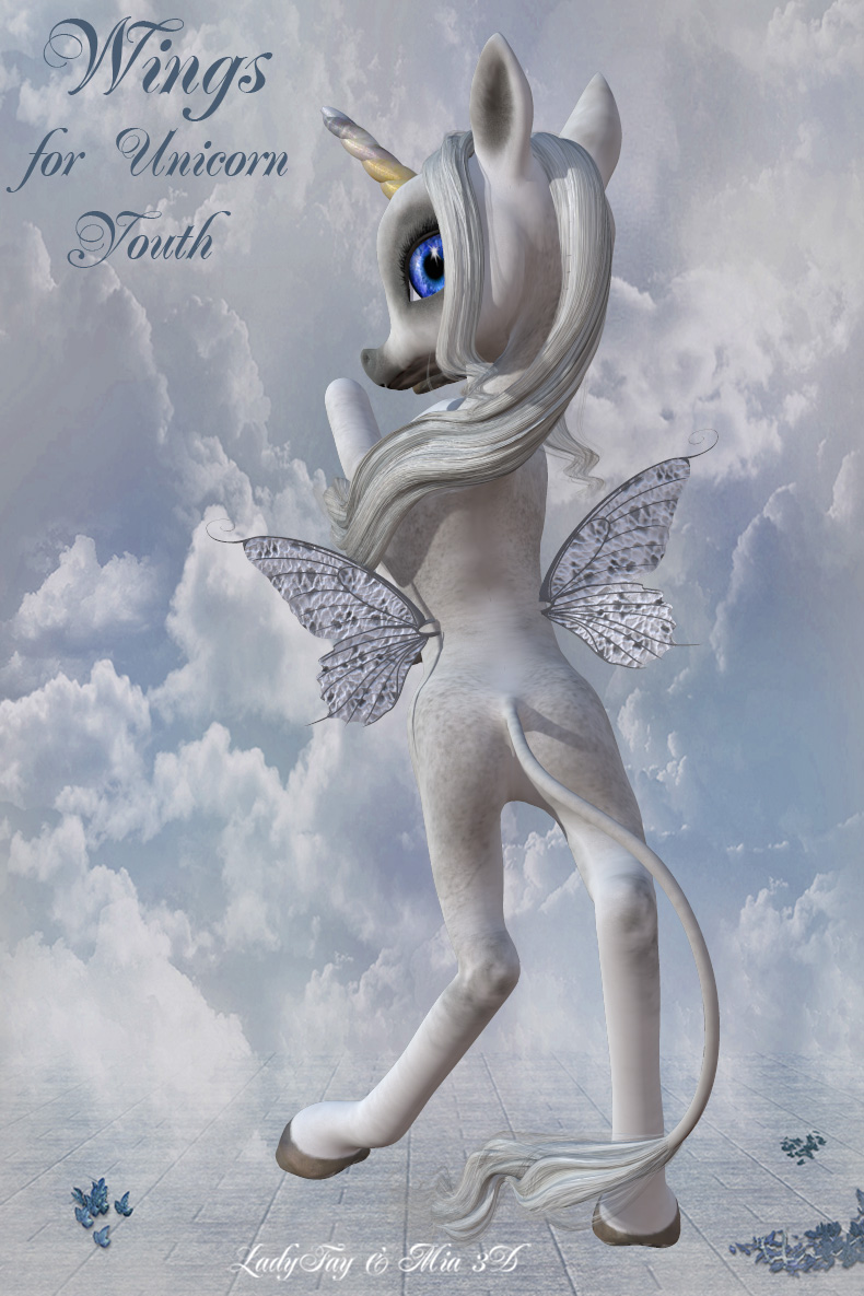 Wings for Unicorn Youth by: LadyFayMia 3D DesignRuntimeDNA, 3D Models by Daz 3D