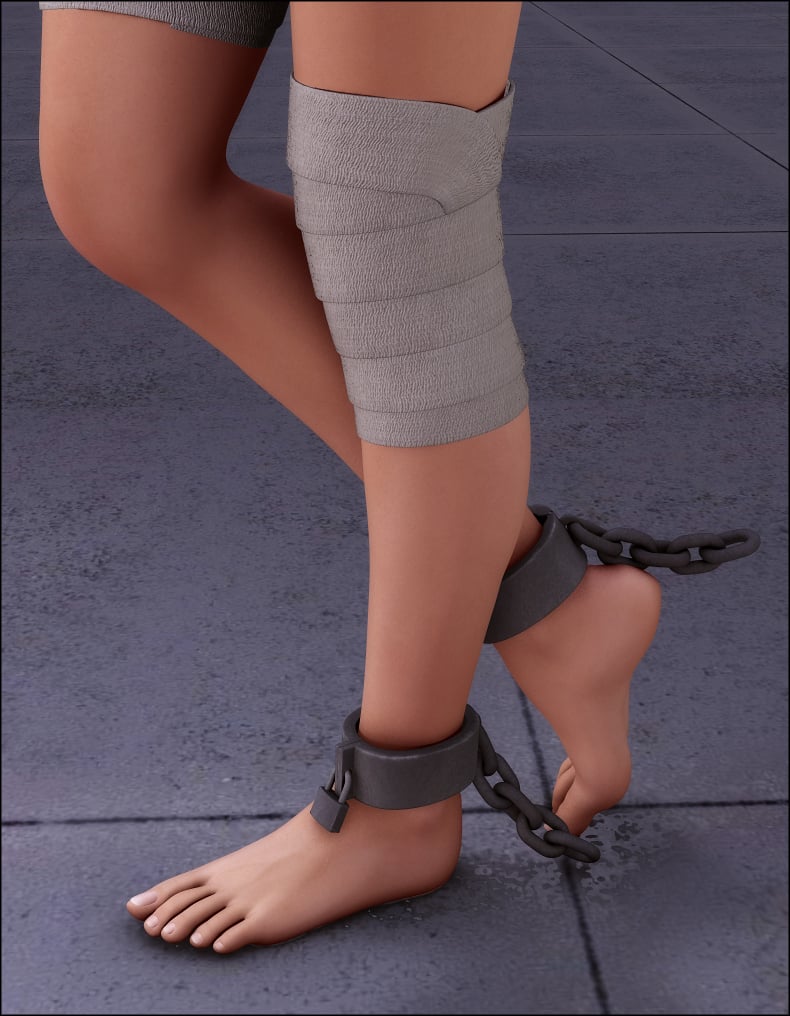 Ankle Shackles for V4 by: EvilinnocenceRuntimeDNA, 3D Models by Daz 3D