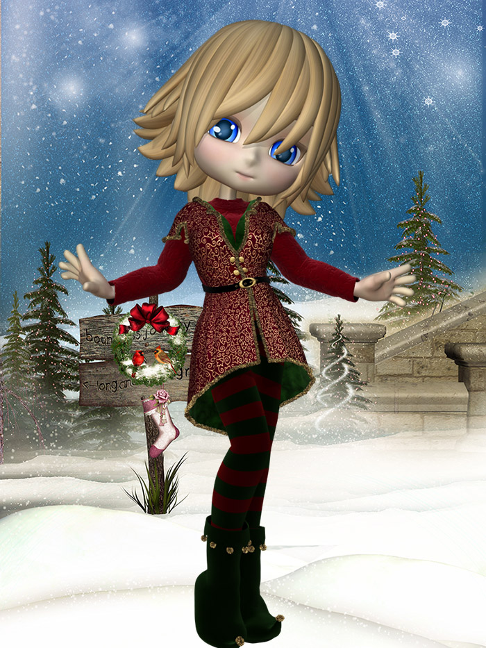 Cookie Lil' Elfen Holiday Addon by: LadyFayMia 3D DesignRuntimeDNA, 3D Models by Daz 3D