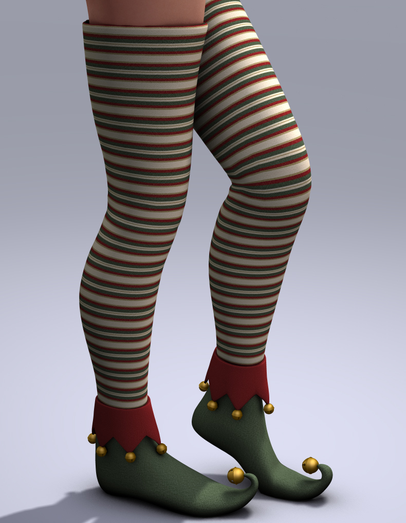 Jingle Elf Shoes for V4 by: EvilinnocenceRuntimeDNA, 3D Models by Daz 3D