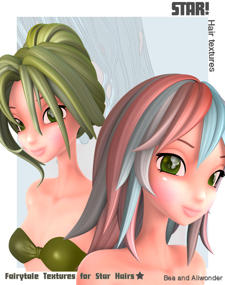 Fairytale Hair Textures for Star! Hairs DAZ Studio only by: , 3D Models by Daz 3D