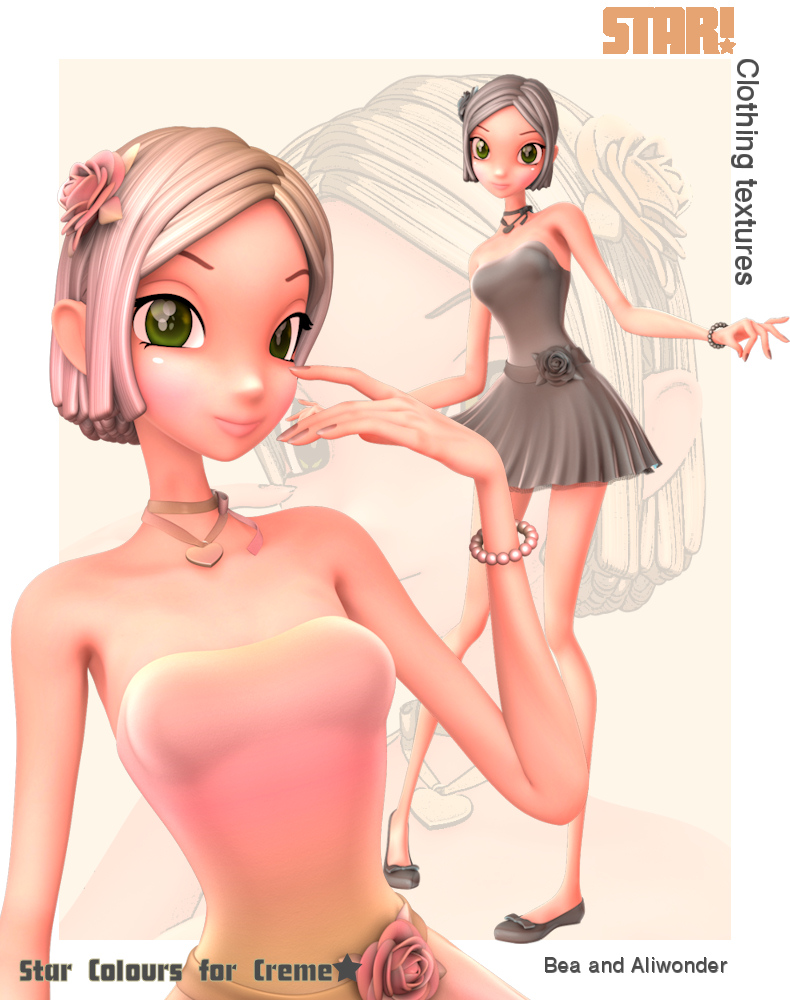 Star Colours for the Creme Brulee Dress DAZ Studio only by: , 3D Models by Daz 3D