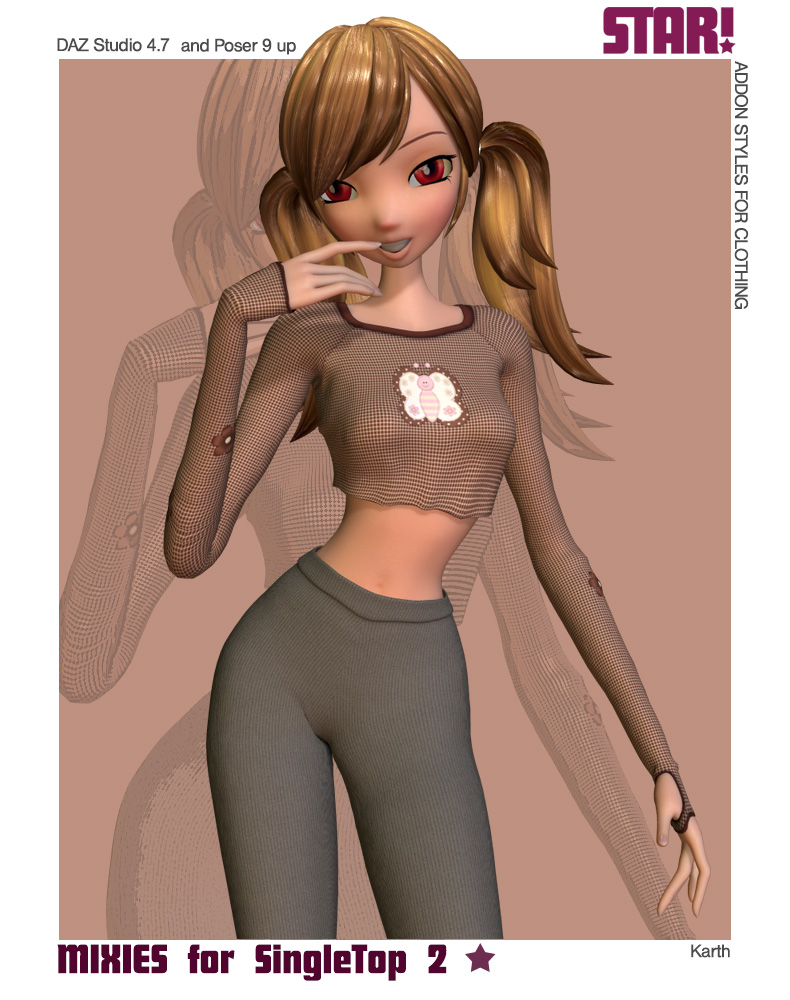 Star Mixies for Single Top 2 Poser and DAZ by: KarthRuntimeDNA, 3D Models by Daz 3D