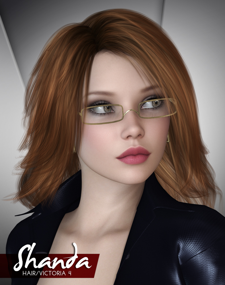 Shanda Hair for V4 by: Lady LittlefoxRuntimeDNA, 3D Models by Daz 3D