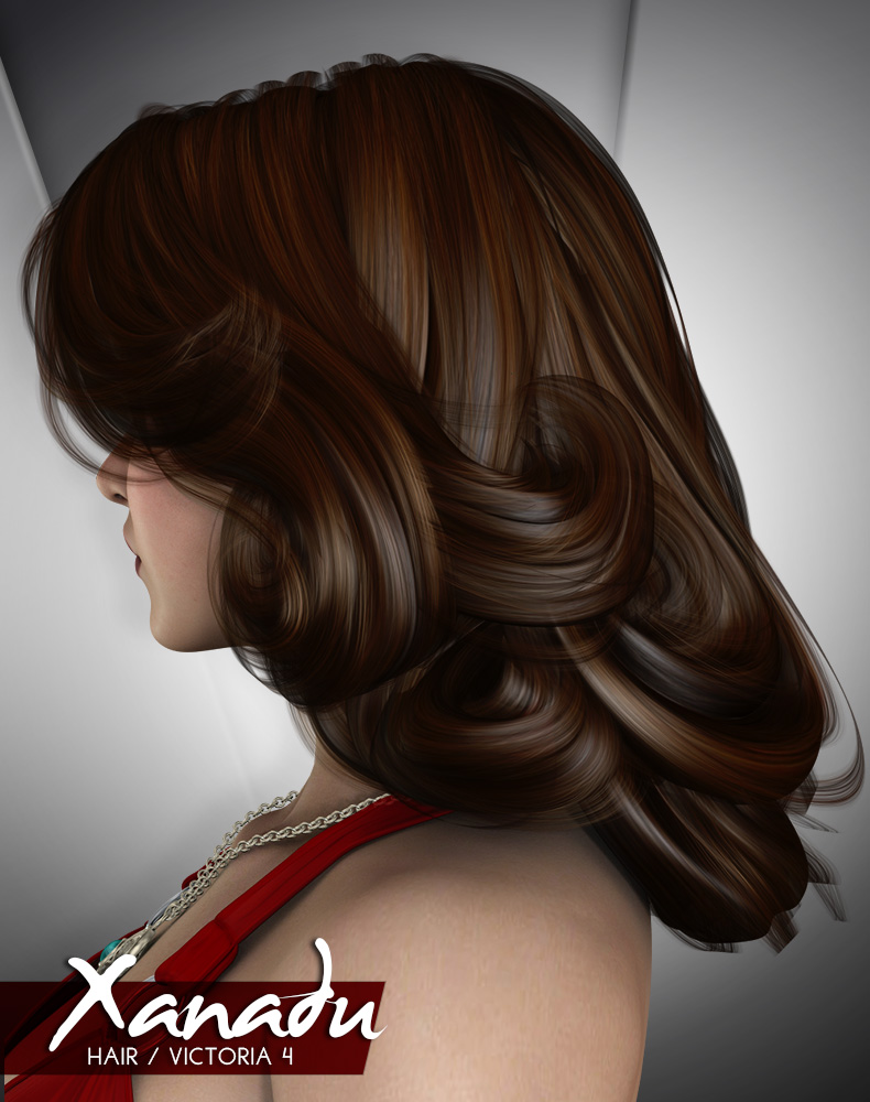 Xanadu Hair for Victoria 4 by: Lady LittlefoxRuntimeDNA, 3D Models by Daz 3D