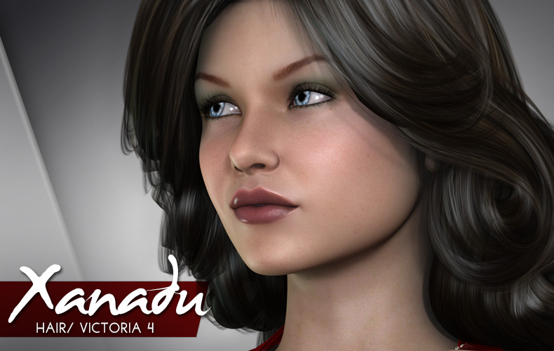 Xanadu Hair for Victoria 4 by: Lady LittlefoxRuntimeDNA, 3D Models by Daz 3D