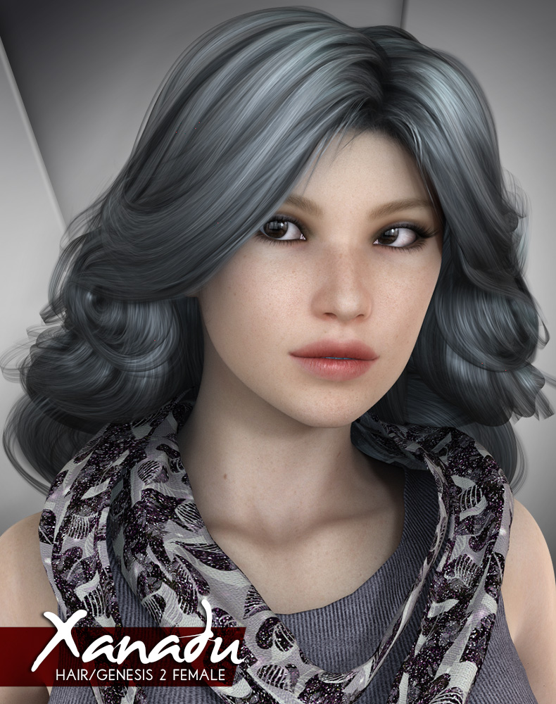Xanadu Hair for Genesis 2 Female by: Lady LittlefoxRuntimeDNA, 3D Models by Daz 3D