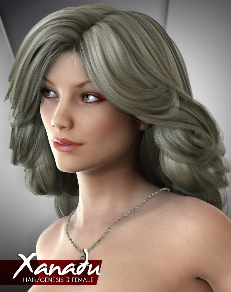 Xanadu Hair for Genesis 3 Female by: Lady LittlefoxRuntimeDNA, 3D Models by Daz 3D