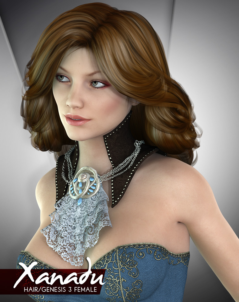 Xanadu Hair for Genesis 3 Female by: Lady LittlefoxRuntimeDNA, 3D Models by Daz 3D