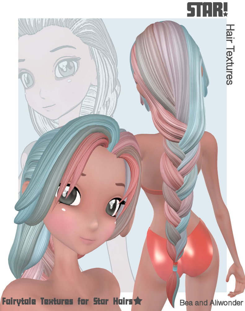 Fairytale Hair Textures for Star! Hairs - Poser Only by: , 3D Models by Daz 3D