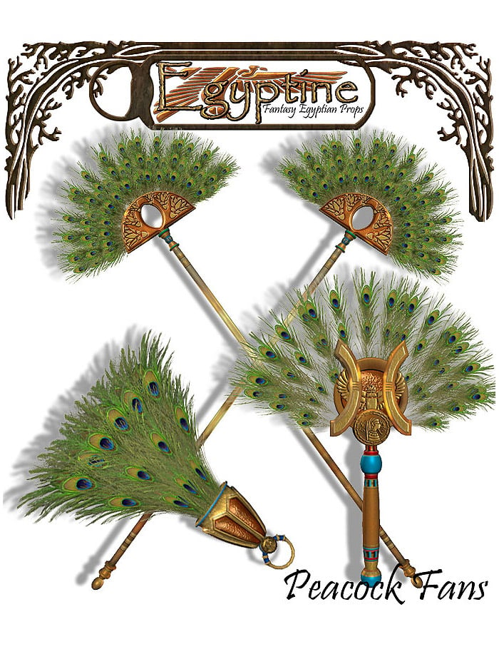 RDNA Egyptine Peacock Feather Fans by: RuntimeDNATraveler, 3D Models by Daz 3D